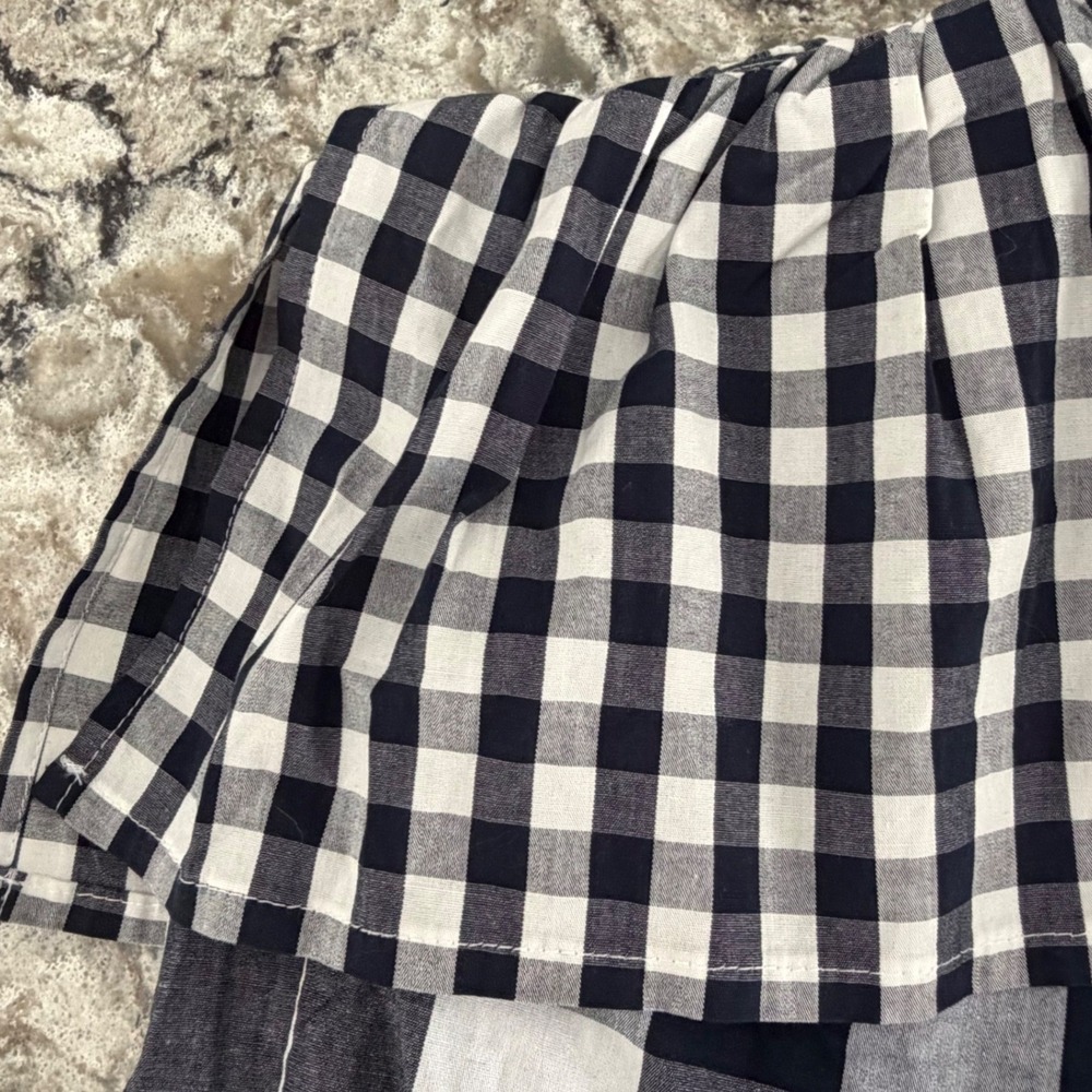 NEW J. Crew Gingham One Shoulder Ruffle Top Black White Cotton Stretch 12 NWT - Picture 5 of 15